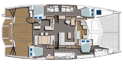 Explore the layout and specifications for EMYSA, a 58 ft Sailing Catamaran