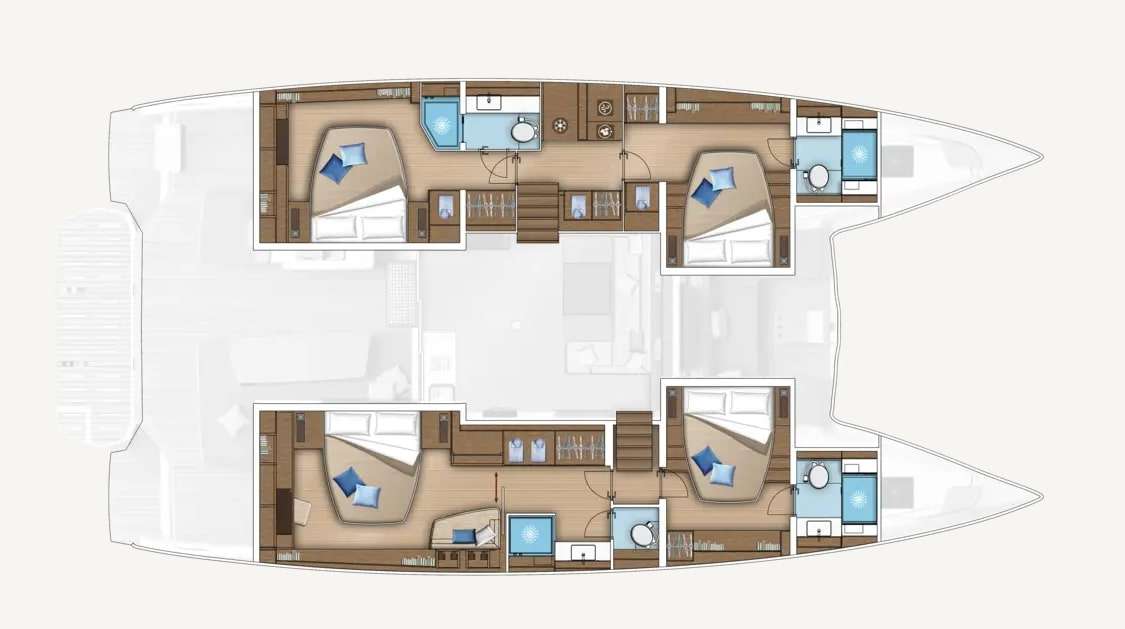 Explore the layout and specifications for LULU, a 54 ft Sailing Catamaran