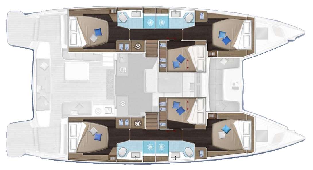 Explore the layout and specifications for BELLISSIMA, a 51 ft Sailing Catamaran