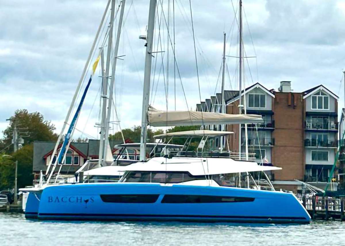 Step aboard BACCHUS, your private sailing sanctuary, and prepare to be enchanted. Designed for elegance, comfort, and effortless living at sea, this vessel is your home away from home—only better.
From the moment you arrive, you’ll feel the difference. BACCHUS offers an elevated charter experience that exceeds expectations at every turn. Guests are treated to hand-selected fine wines, craft cocktails, and gourmet cuisine made with premium, thoughtfully sourced ingredients. Boutique bath amenities, plush linens, and upgraded finishes throughout the yacht create an atmosphere of refined indulgence.
The expansive main salon features panoramic windows that bathe the interior in natural light, framing views of the seascape as you glide from one destination to the next. Plush seating, elegant décor, and seamless flow between indoor and outdoor spaces make it easy to relax, recharge, or celebrate.
Outside, the cockpit invites alfresco dining and evening cocktails under the stars. Forward, the sun-kissed foredeck is perfect for lounging, while the flybridge offers elevated, 360° views—ideal for catching the breeze or enjoying a sunset toast. Every gathering space aboard BACCHUS is designed to invite connection and comfort.
Below deck, your accommodations are nothing short of luxurious. The master suite is a tranquil haven with dual access and generous space, while three additional queen cabins offer privacy and style for your guests. Each stateroom is outfitted with high-end bath products, fine linens, and personal climate control for ultimate comfort.
To top it off, BACCHUS features an upgraded selection of water toys and gear, perfect for those who want to explore, play, or simply enjoy the beauty of the Virgin Islands in style.
Welcome aboard BACCHUS—where luxury lives in the details, and every charter is a bespoke escape on the water.