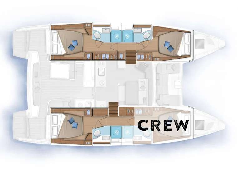 Explore the layout and specifications for TORTUGA, a 46 ft Sailing Catamaran