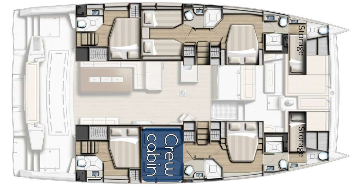Explore the layout and specifications for Mastermind , a 53 ft Sailing Catamaran