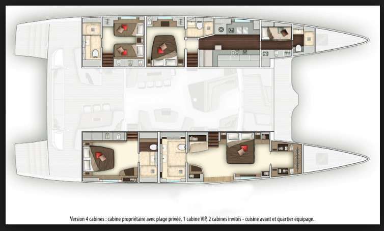Explore the layout and specifications for ODYSSEY, a 77 ft Sailing Catamaran