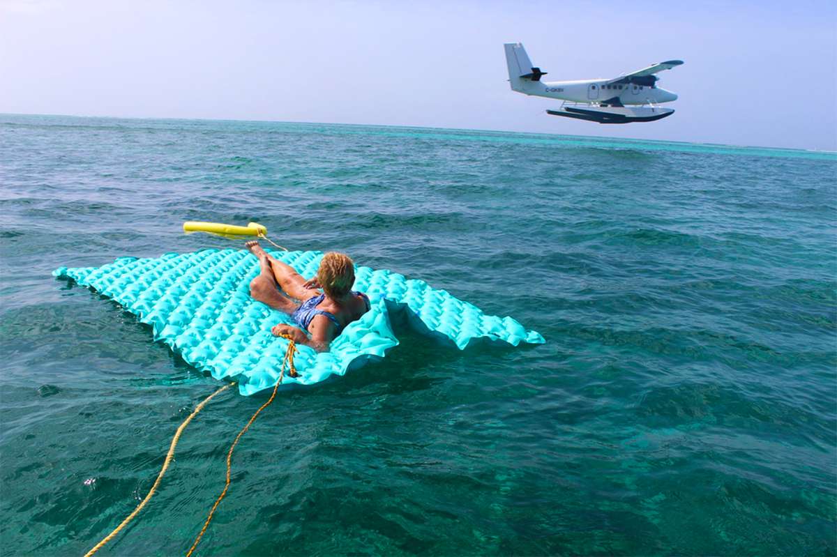 Various floating mats are available for guests.