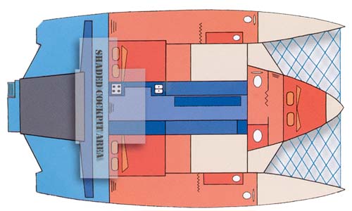 Explore the layout and specifications for OPUS, a 50 ft Sailing Catamaran