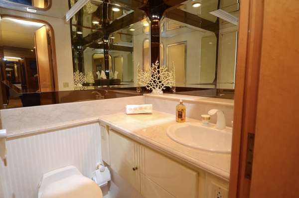 Each Cabin has its own marbled shower/toilet area