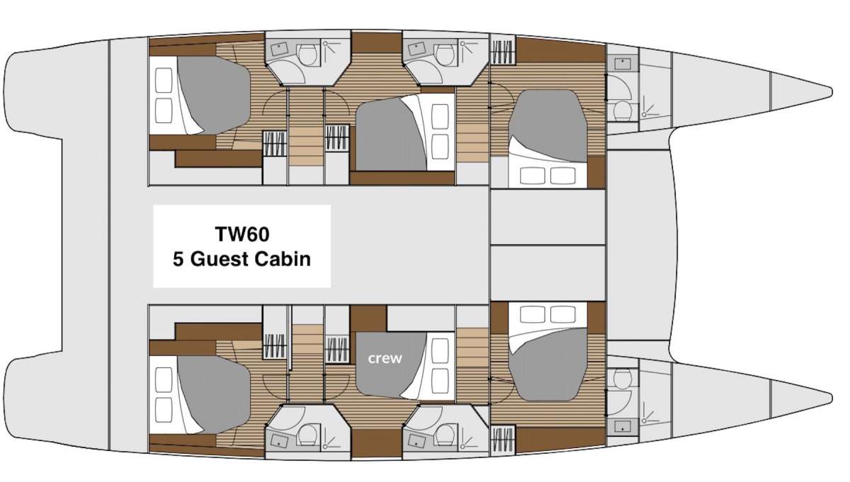 Yacht Charter Luxury TW60 4 Cabin Layout