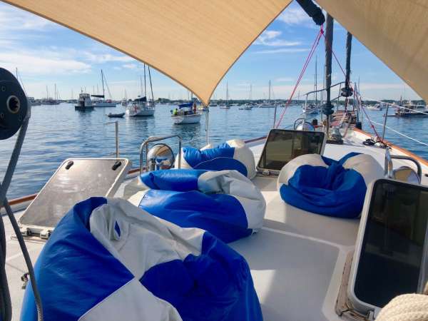 Sun shade and bean bags for relaxing