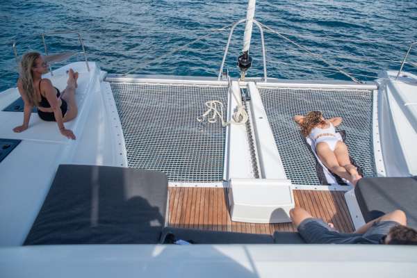 sunbathing on the bow