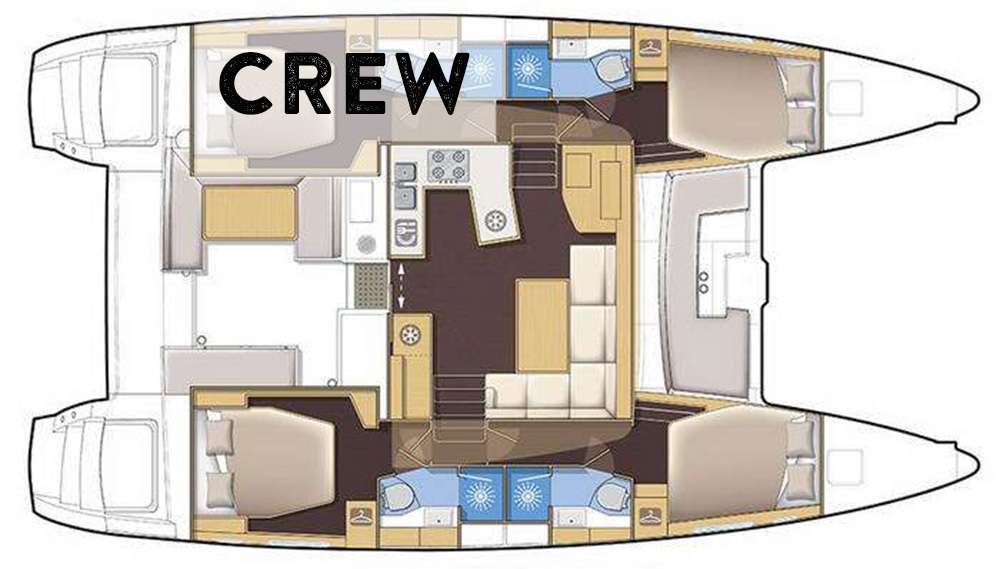 Explore the layout and specifications for RAPSCALLION, a 45 ft Sailing Catamaran