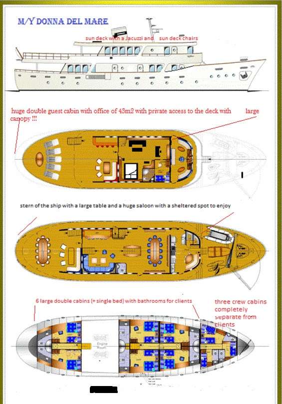 Yacht Charter DONNA DEL MARE Layout