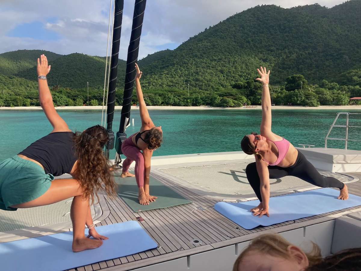 Yoga on the foredeck 