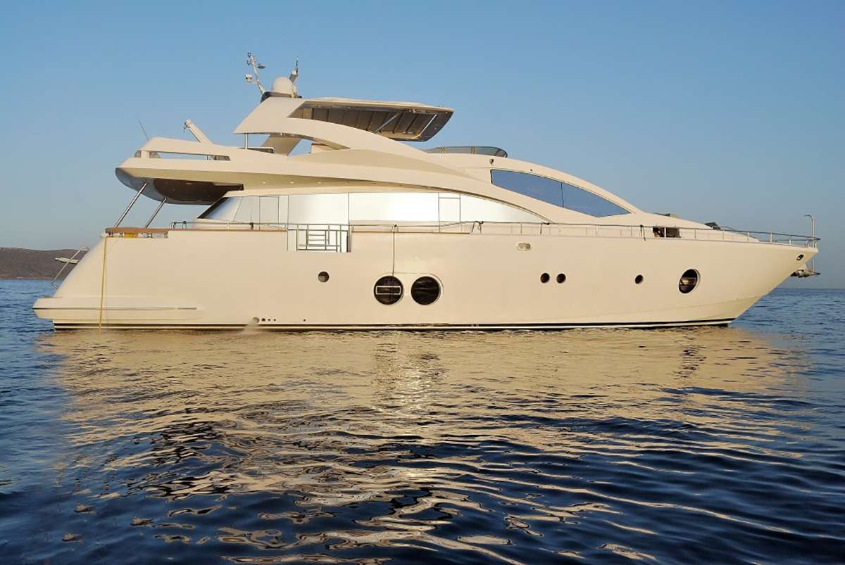 FUNSEA is a stunning AICON 90 flybridge Motor Yacht, with impressive sleek lines and an elegant interior. Built-in 2010 by AICON S.P.A. shipyard and refitted in 2020, is one of the most modern and stylish charter yachts in Greece. Based in Athens or Mykonos is available for charters in the stunning Greek islands and coasts of Cyclades, Saronic &amp; Argolic Gulfs, Sporades, Dodecanese, Peloponnese or Ionio.

KEY FEATURES:
&bull; Total Refit 2021 &ndash; Like brand new!
&bull; One of the MOST MODERN yachts in the market, with IMPRESSIVE interior &amp; exterior DESIGN.
&bull; JACUZZI (rectangular) on the sundeck
&bull; STABILIZERS Zero Speed &amp; Underway (NAIAD), offering excellent cruising performance &amp; exceptional stability and comfort at anchor.
&bull; JET SKI, SEA BOB, FLOATING PLATFORM &amp; a large variety of toys
&bull; HARD TOP on the sundeck, with automatically opening canvas roof.
&bull; Option to be chartered either with 4 cabins (8-10 guests) or with 5 cabins (10-12 guests)
&bull; Option for 5 DOUBLE cabins in the 5 cabins version (the Master is separated to two Doubles &amp; the two Twins are convertible to two Doubles)
&bull; Almost the SAME SIZE OF CABINS in the 5 cabins version
&bull; One of the most AFFORDABLE 5 cabs / 12 guests motor yachts in the market
&bull; Roof to Floor WINDOW in-salon and large windows all over offering stunning views
&bull; 4 LARGE circular WINDOWS (opening) in the Master cabin &amp; 2 large circular (opening) windows in the VIP cabin
&bull; LATEST TECHNOLOGY Audio Visual Equipment (all-new 2021).
&bull; Large OPENING SWIMMING PLATFORM
&bull; Foldable electric TREADMILL &amp; Gym Equipment (FREE on request ONLY prior to booking)
&bull; Conveniently based in LAVRIO (Athens- South Attica) which is much closer to Cyclades (only 30 min from Kea) than all other marinas of Greece and at the same distance from Saronic
&bull; The ONLY 5 cabins yacht in Greece (under 35m) with JACUZZI pool on deck and STABILIZERS Zero Speed &amp; Underway and one of the very few 4 cabins with all the above.
&bull; 2 X BARS (1 in the salon + 1 on sundeck)
&bull; Day Head on the main deck.