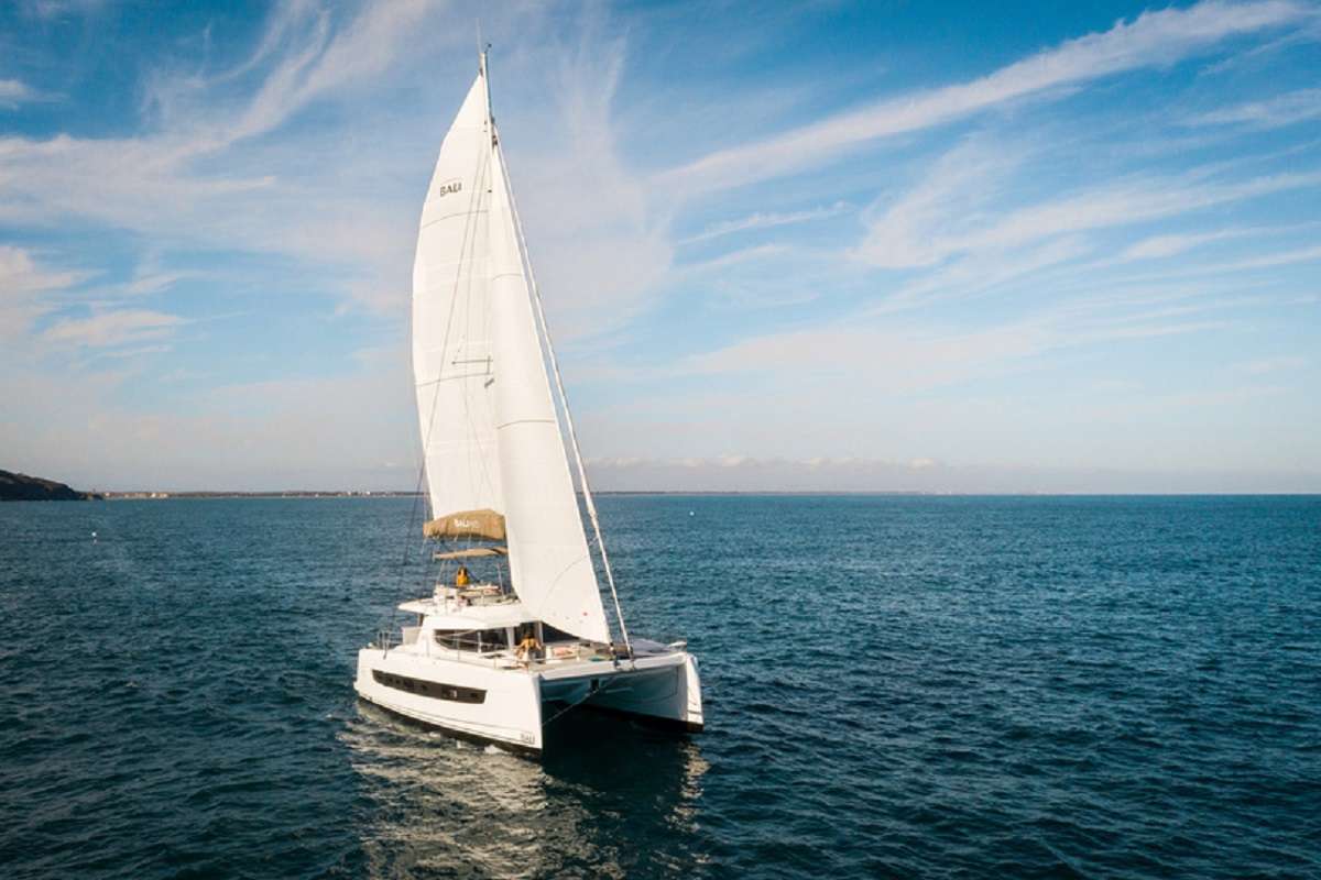 Catana continues to astound with another large catamaran full on innovation and elegance. Announced at the Cannes Yachting Festival 2019, the daring new model was at the top of multi-hull enthusiasts&rsquo; must-see models at the show. The 4.6 replaces the Bali 4.5

Bali 4.6 design incorporates the wow factor we expect from Bali including the front door and saloon open to the cockpit through sliding glass doors or the brand&rsquo;s tilting door. The catamaran&rsquo;s layout offers a unique walkaround traffic path on its deck and a beautiful flybridge. Setting the Bali 4.6 from the rest of the range are subtle but powerful changes in design such as softening of her lines with completely integrated hull windows and sleeker bows. Her accommodating 5 cabin/4 bath layout option is one-of-a-kind in its class.

The Bali 4.6 atamaran is the little brother of the 4.8 and 5.4 and offers the same modern space concept:

Cockpit salon with the &ldquo;Bali&rdquo; hinged door
big refrigerator with freezer
door from the kitchen to the front to the forward cockpit
large hinged window in the kitchen to the forward cockpit
Flybridge with bench seat, table and large lying surface
bow cokcpit cockpit with table and large lying surface