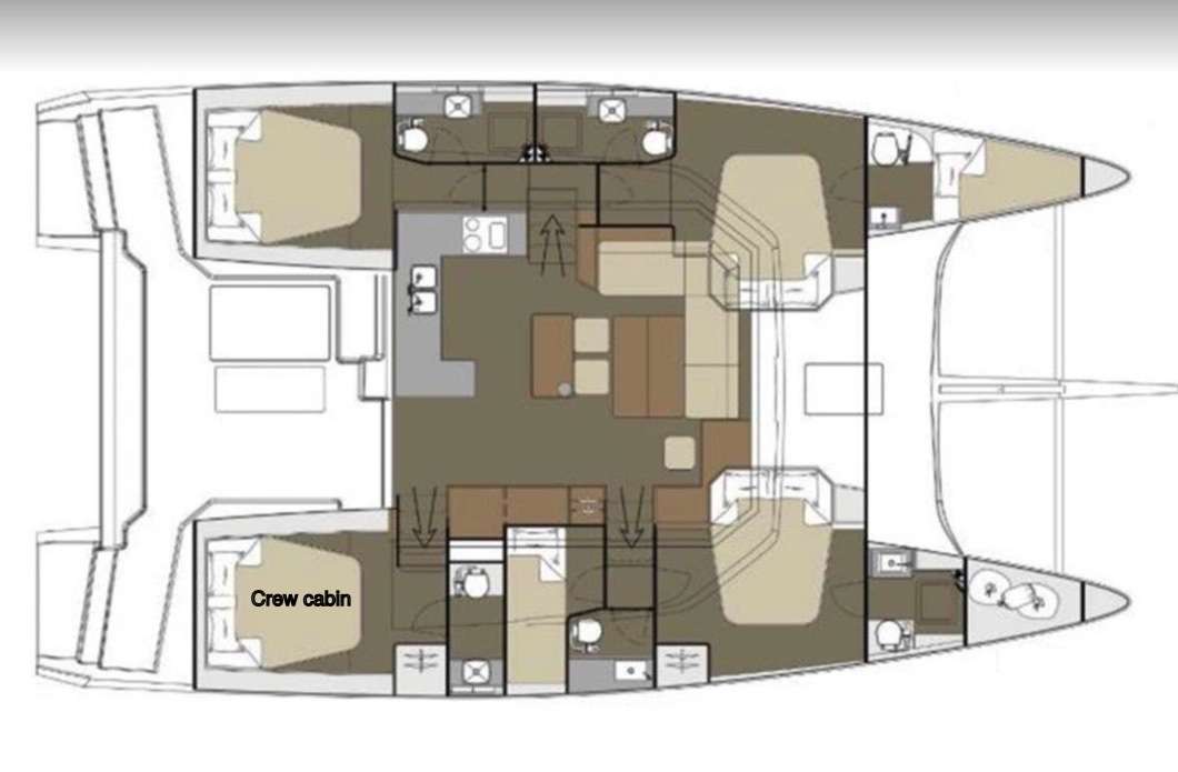 Explore the layout and specifications for AQUANIMITY, a 48 ft Sailing Catamaran