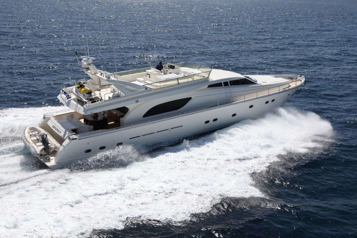 The 78.8ft /23.98m motor yacht 'KENTAVROS II' was built in 2000 by Ferretti and totally refitted in 2018. She has 4 luxuriously appointed en-suite cabins and can accommodate up to 8 guests in total comfort. She provides 1 Master Cabin with queen size bed, 1 VIP Cabin with double bed and 2 Twin Cabins with 2 single beds that can be converted to doubles. She is an ideal yacht for family charters as she has a very accommodating and children friendly crew.