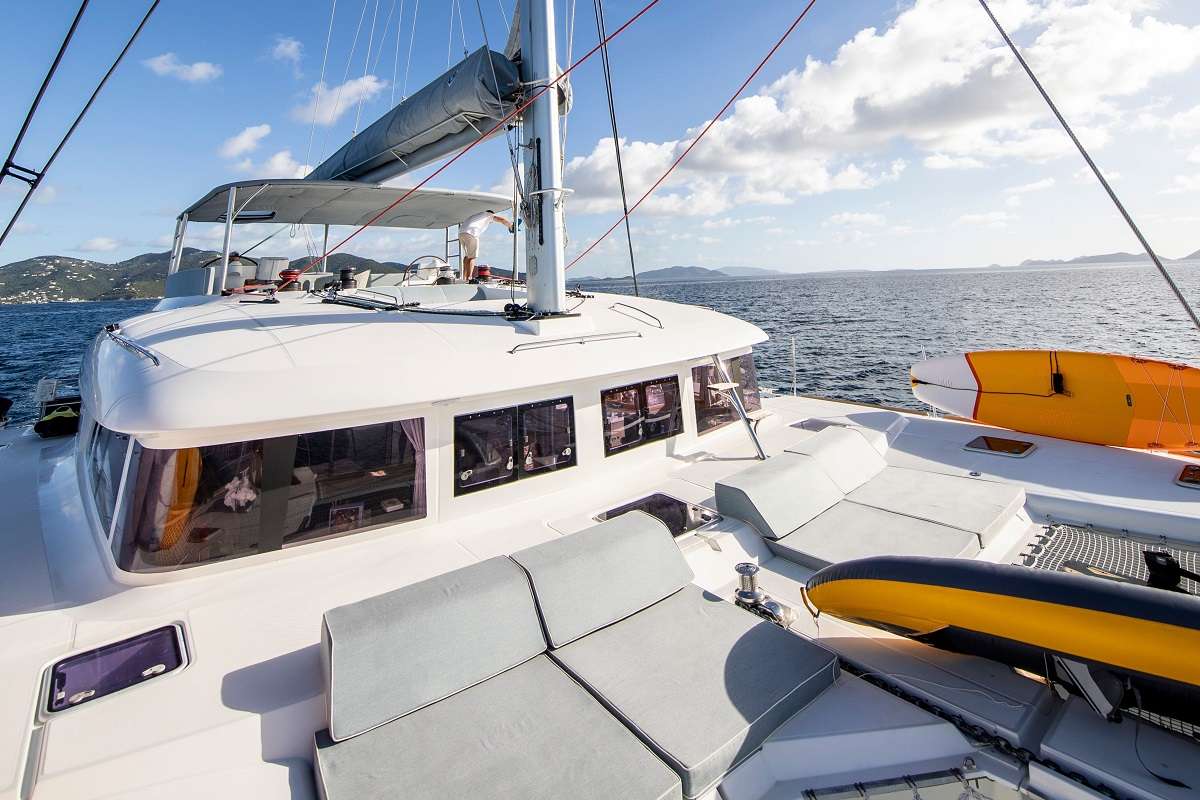 Sun-soaked loungers overlook the bow