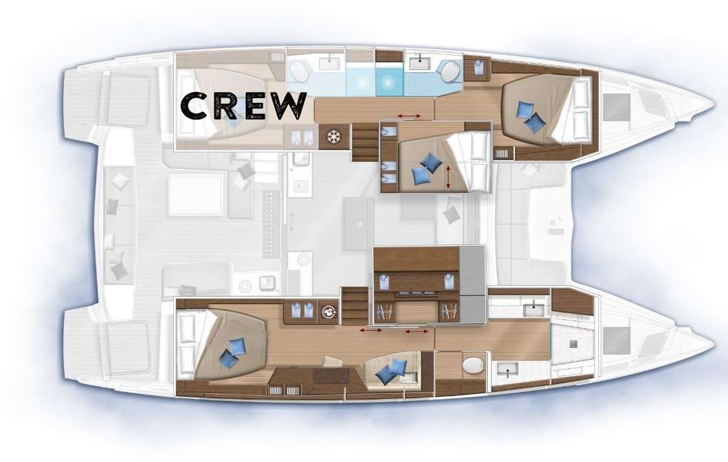 Explore the layout and specifications for LA SPERANZA, a 50 ft Sailing Catamaran