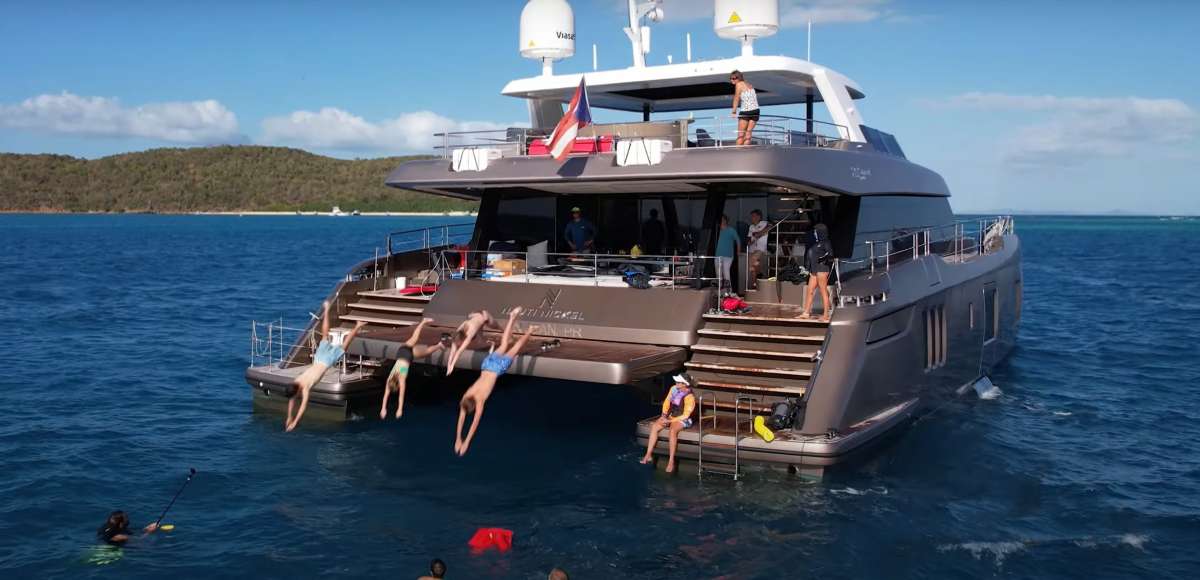 Take a family dive off the transom lift!