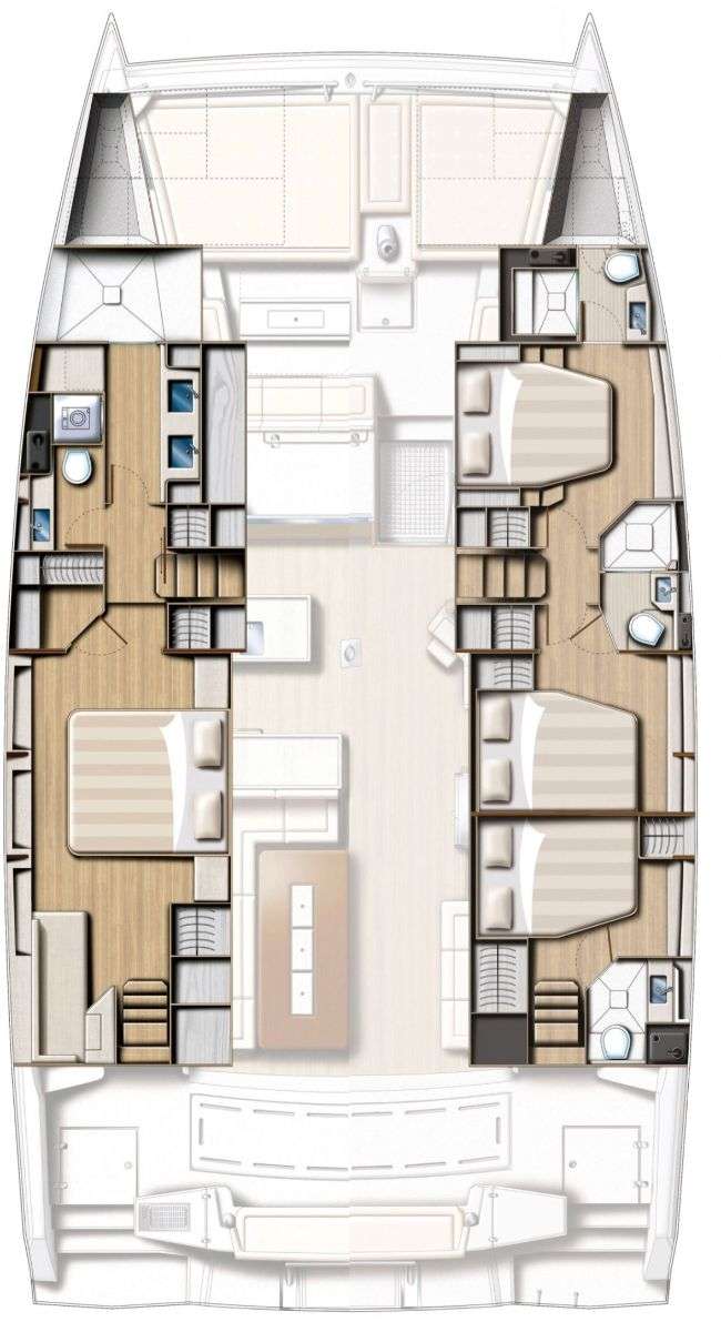 Explore the layout and specifications for KATLO, a 55 ft Sailing Catamaran