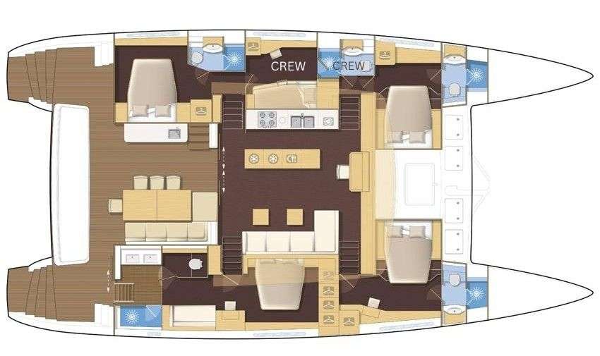 Explore the layout and specifications for AKASHA, a 62 ft Sailing Catamaran