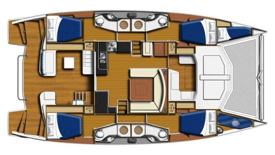 Explore the layout and specifications for Second Star, a 48 ft Sailing Catamaran