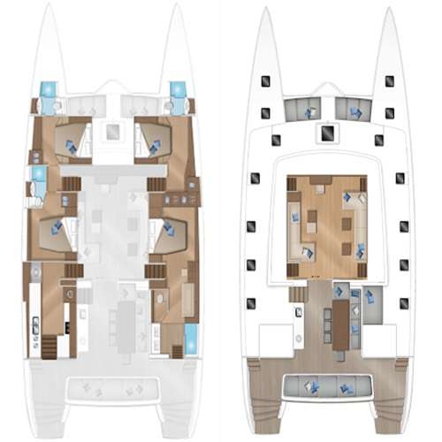 Explore the layout and specifications for ZEN QUEST, a 61 ft Sailing Catamaran