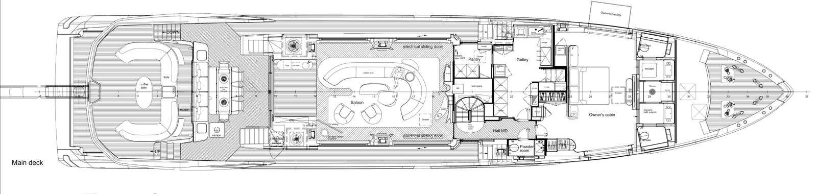 Explore the layout and specifications for VOLO MARE, a 125 ft Motor Yacht