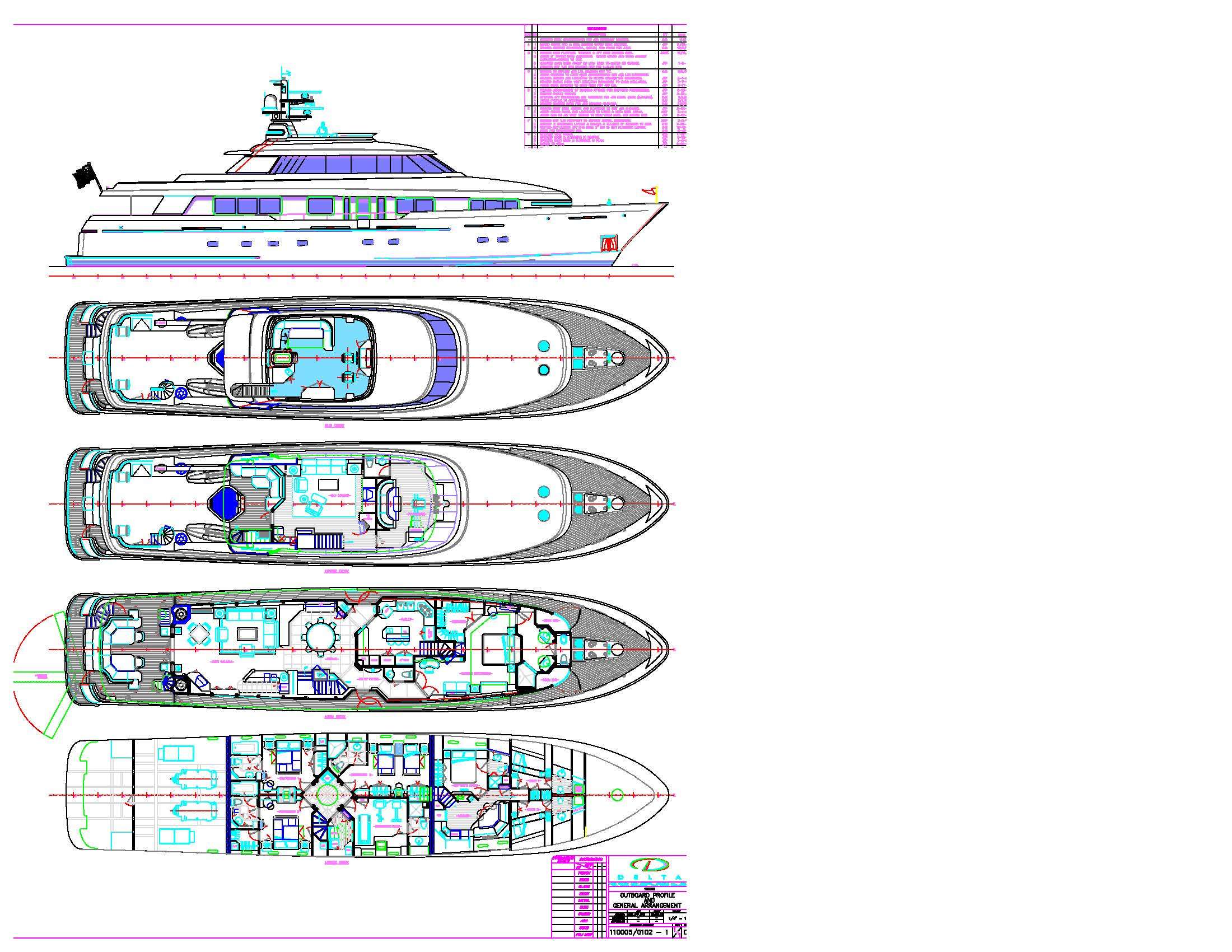 Explore the layout and specifications for LANIDA, a 124 ft Motor Yacht