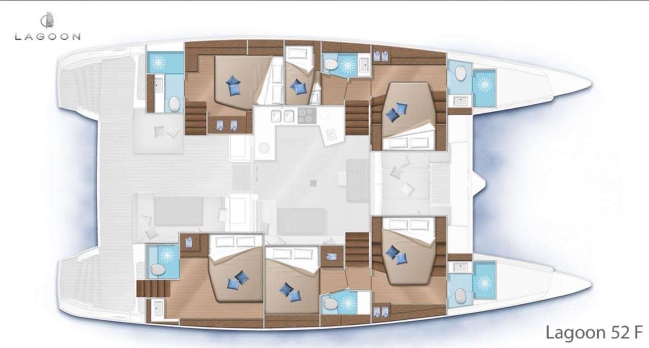 Explore the layout and specifications for NOMAD, a 51 ft Sailing Catamaran