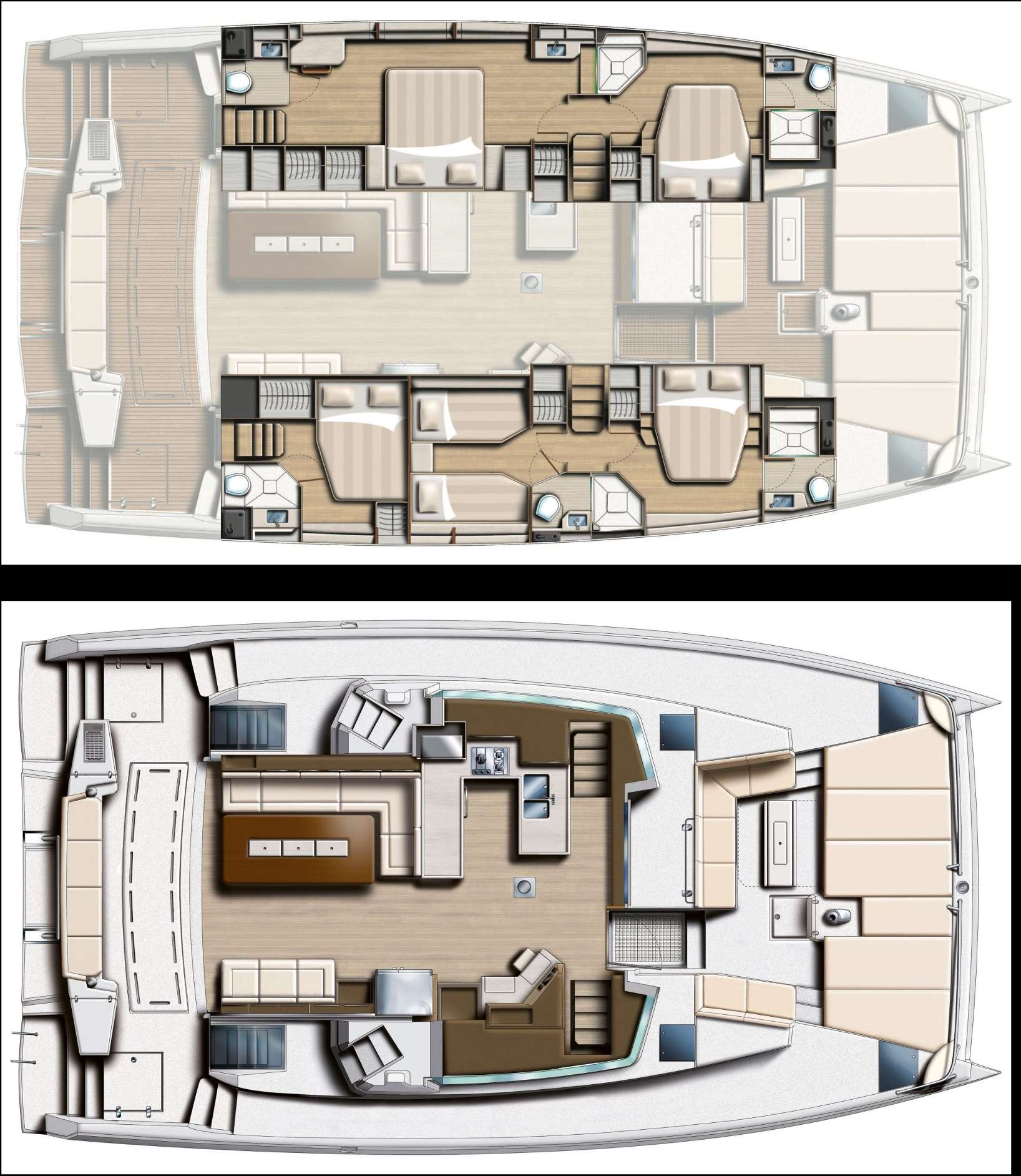 Explore the layout and specifications for LA VIE EST BELLE, a 55 ft Sailing Catamaran
