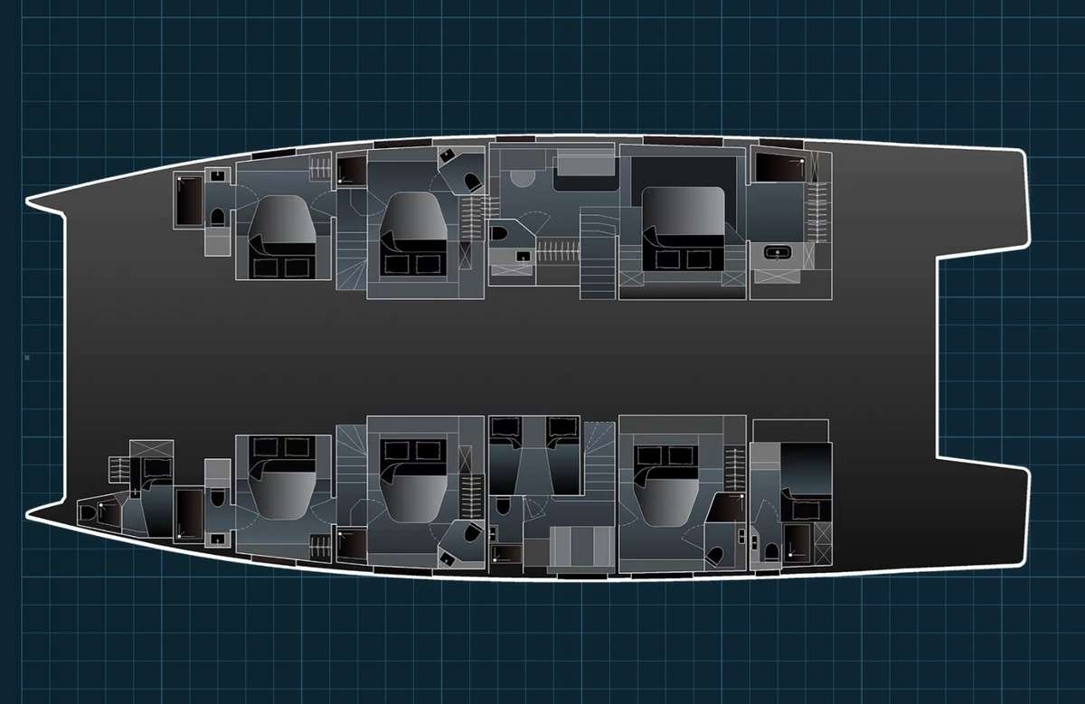 Explore the layout and specifications for CHRISTAL MIO 80 , a 78 ft Sailing Catamaran