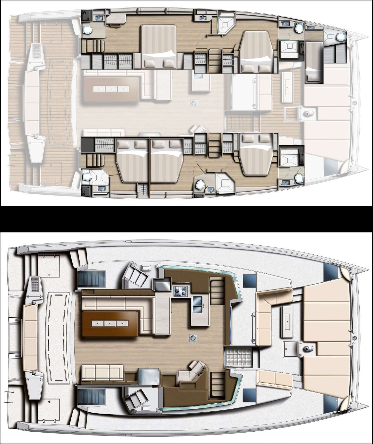 Explore the layout and specifications for ANDIAMO, a 55 ft Sailing Catamaran