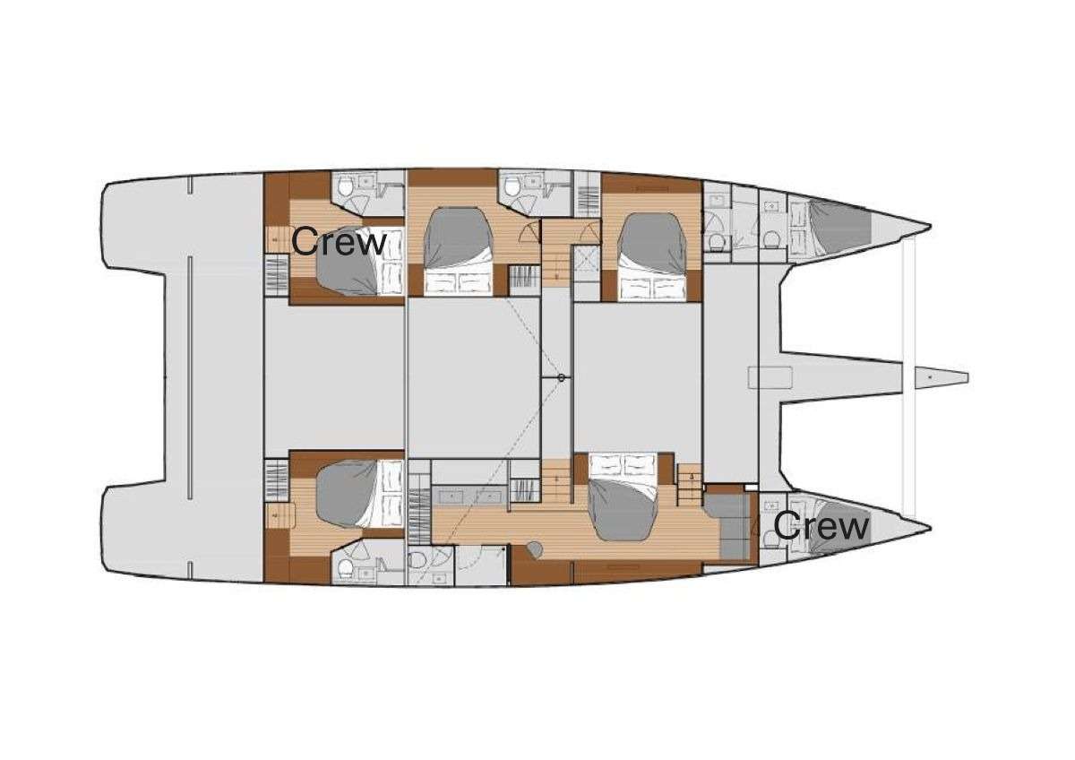 Explore the layout and specifications for Sapphire, a 67 ft Sailing Catamaran
