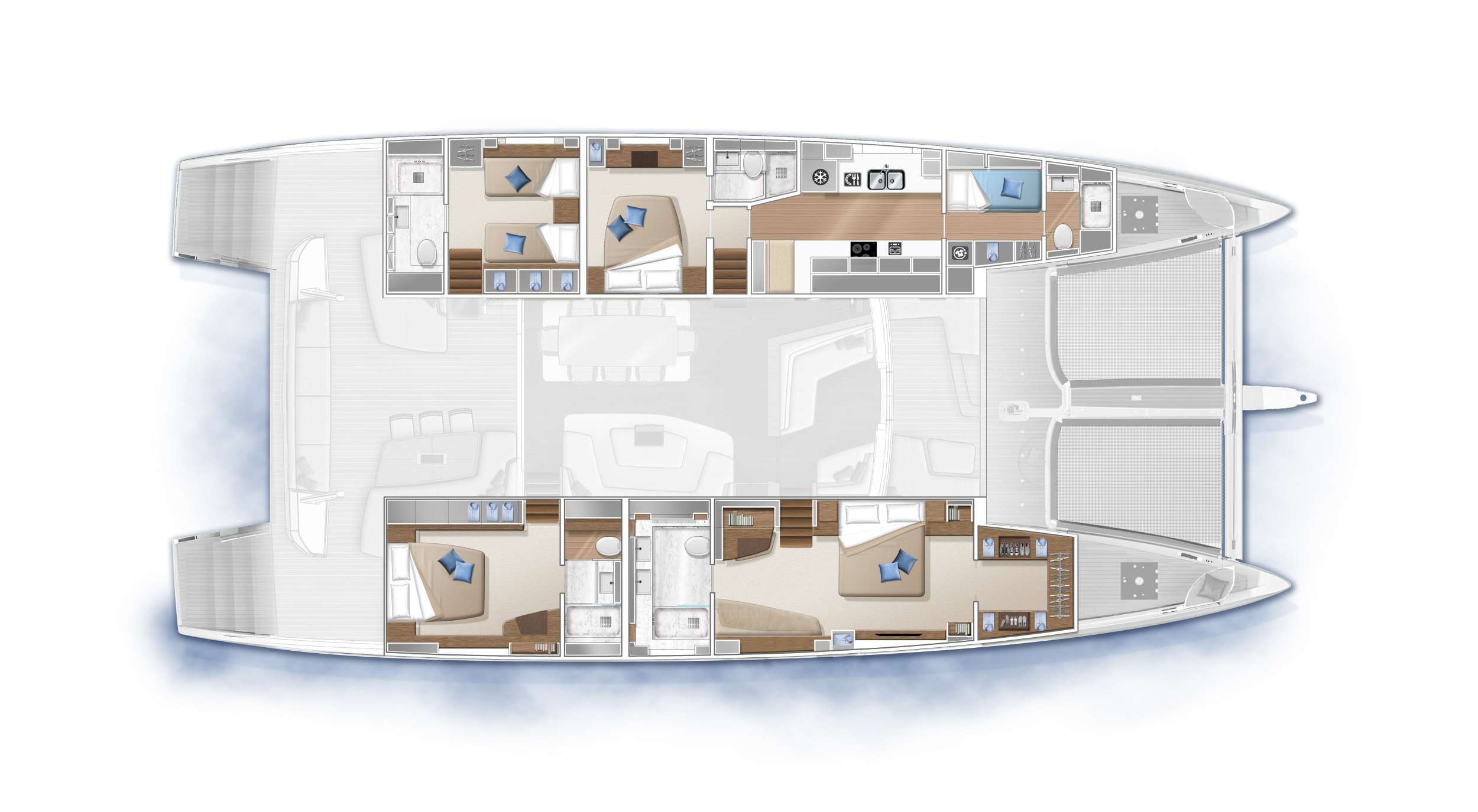 Explore the layout and specifications for La D&eacute;sirade, a 77 ft Sailing Catamaran