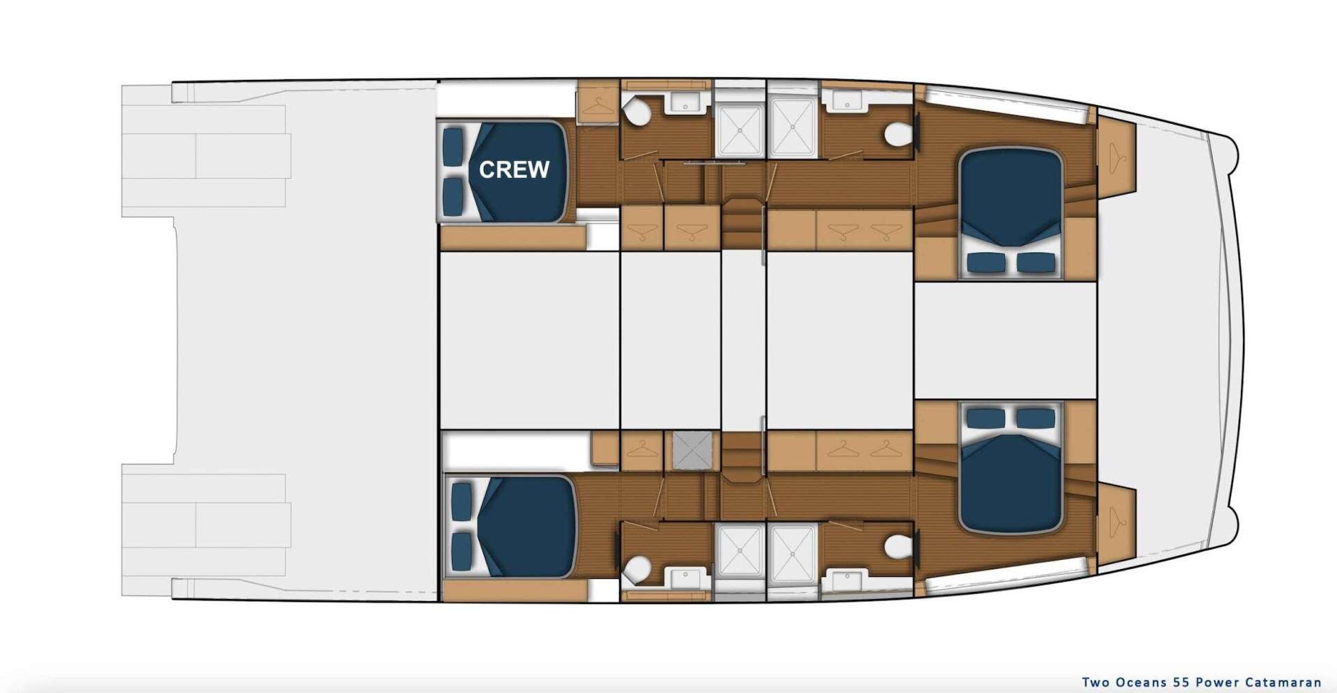 Explore the layout and specifications for SOLAIRE, a 55 ft Sailing Catamaran