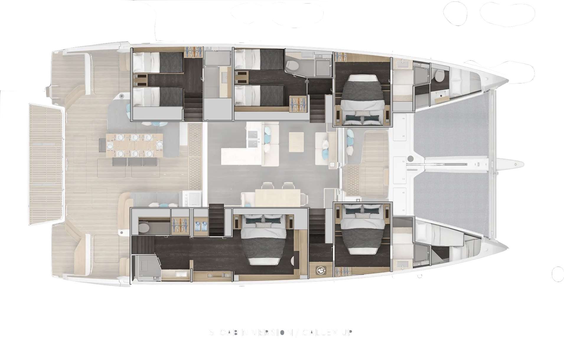 Explore the layout and specifications for GRACE 60, a 60 ft Sailing Catamaran
