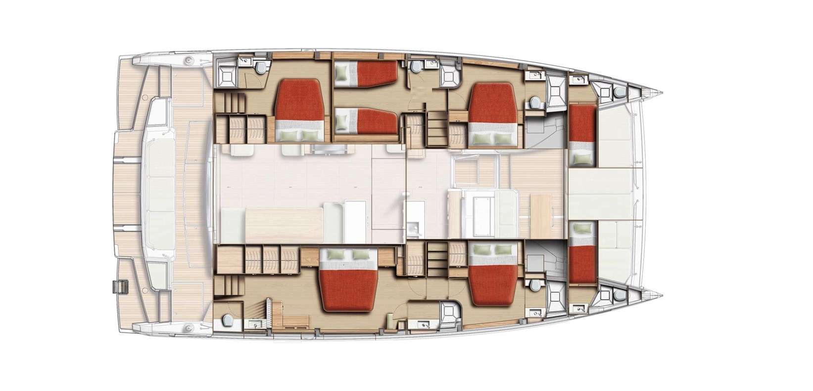 Explore the layout and specifications for BALI KAI, a 57 ft Sailing Catamaran