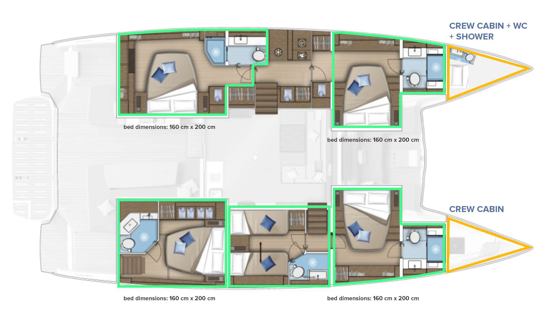 Explore the layout and specifications for TRIWING OSSUS, a 60 ft Sailing Catamaran