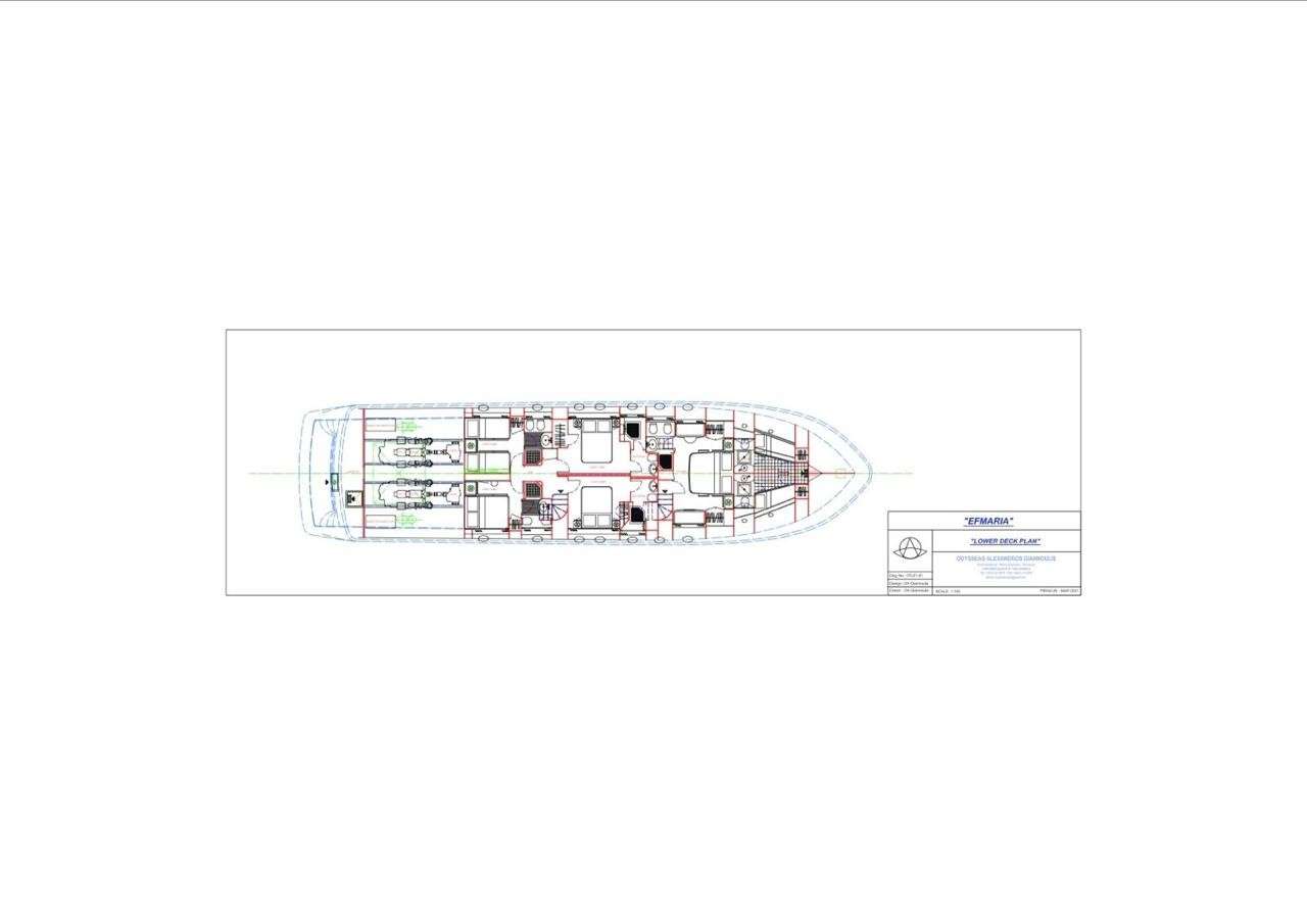 Explore the layout and specifications for EFMARIA, a 85 ft Motor Yacht