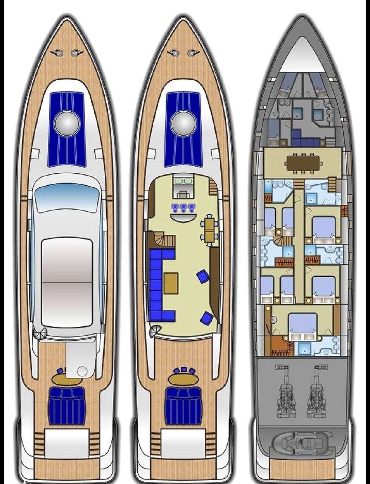 Explore the layout and specifications for Double Shot, a 120 ft Motor Yacht