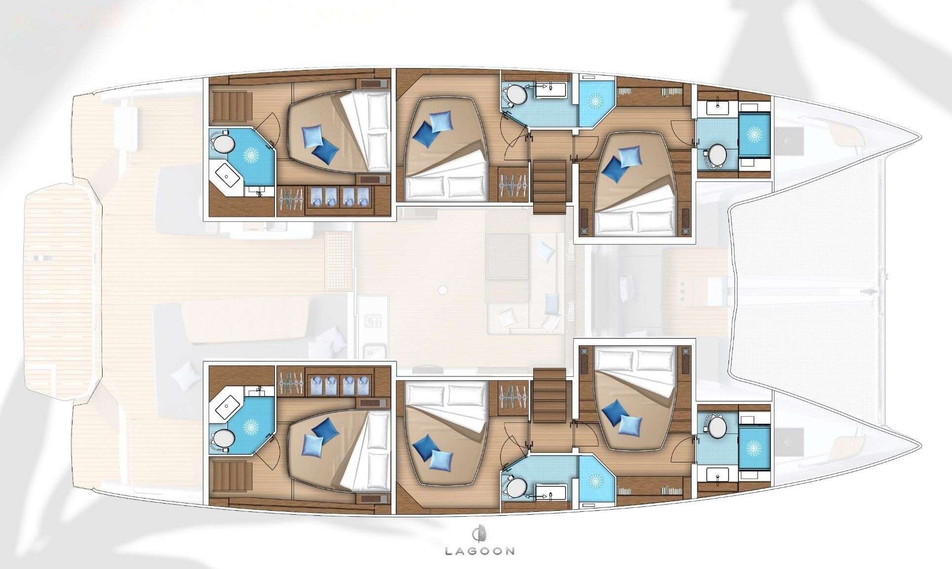 Explore the layout and specifications for SEVEN SEAS, a 55 ft Sailing Catamaran