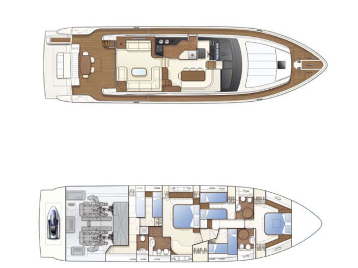 Explore the layout and specifications for Dominique, a 68 ft Motor Yacht