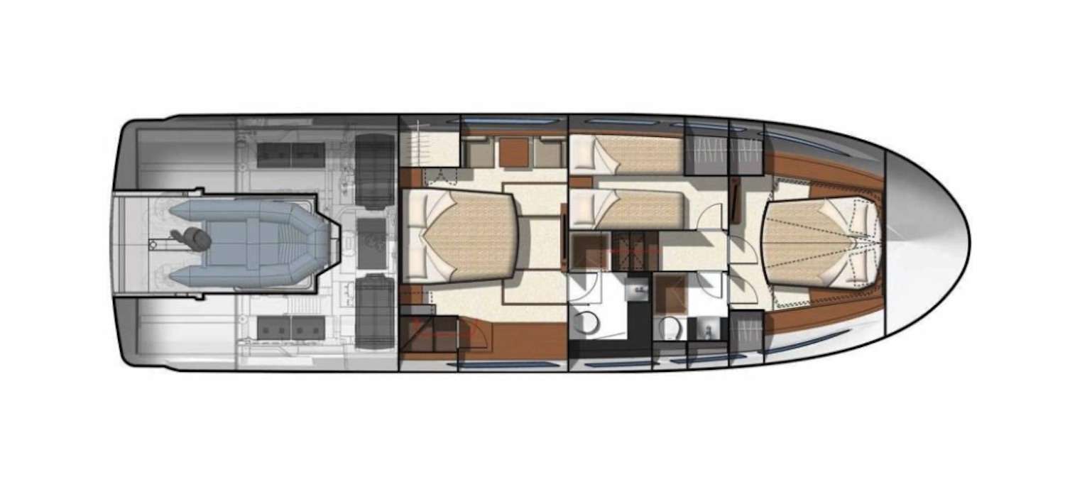 Explore the layout and specifications for Whiskey &amp; Waves, a 52 ft Motor Yacht