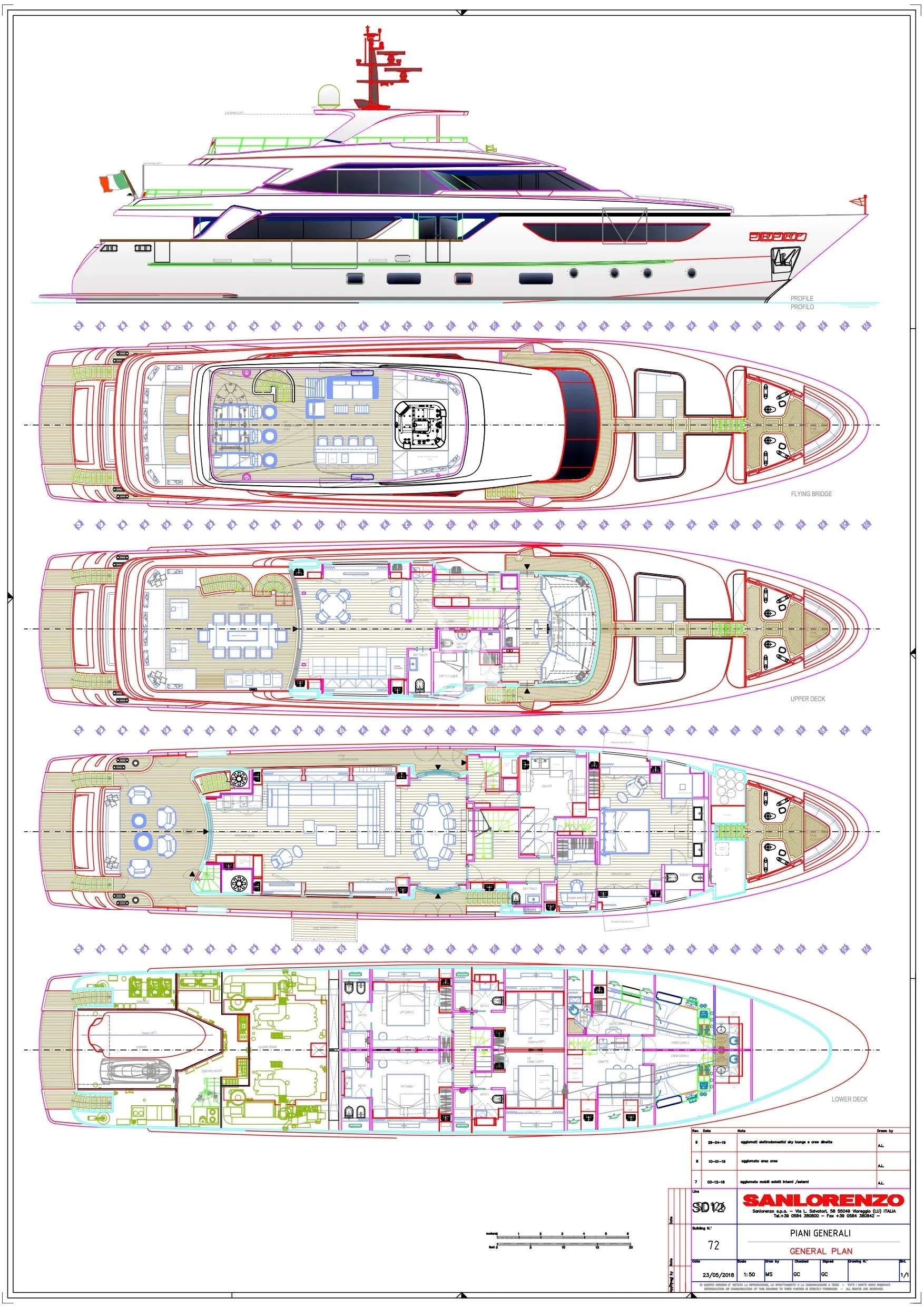 Explore the layout and specifications for FATSA, a 125 ft Motor Yacht