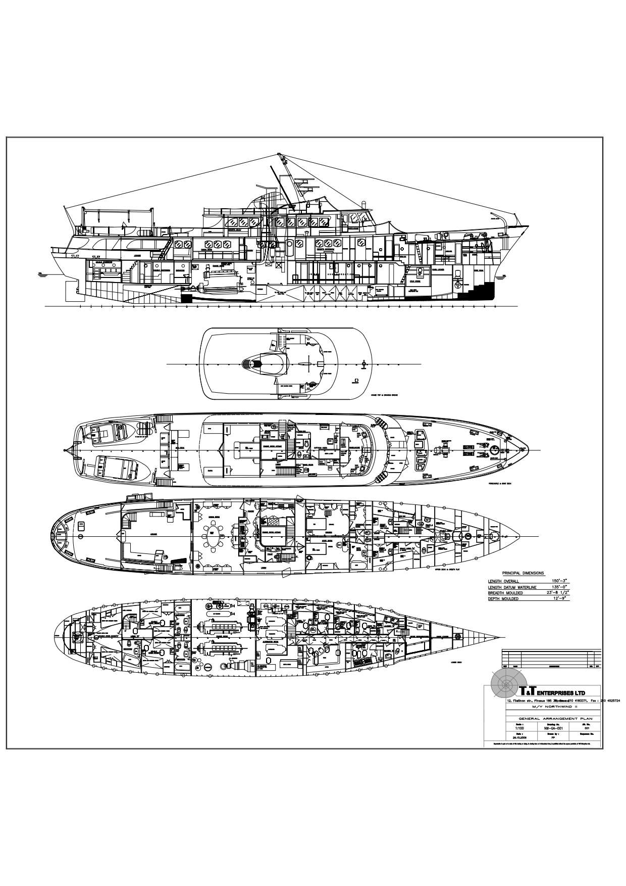 Explore the layout and specifications for NORTHWIND II, a 149 ft Motor Yacht