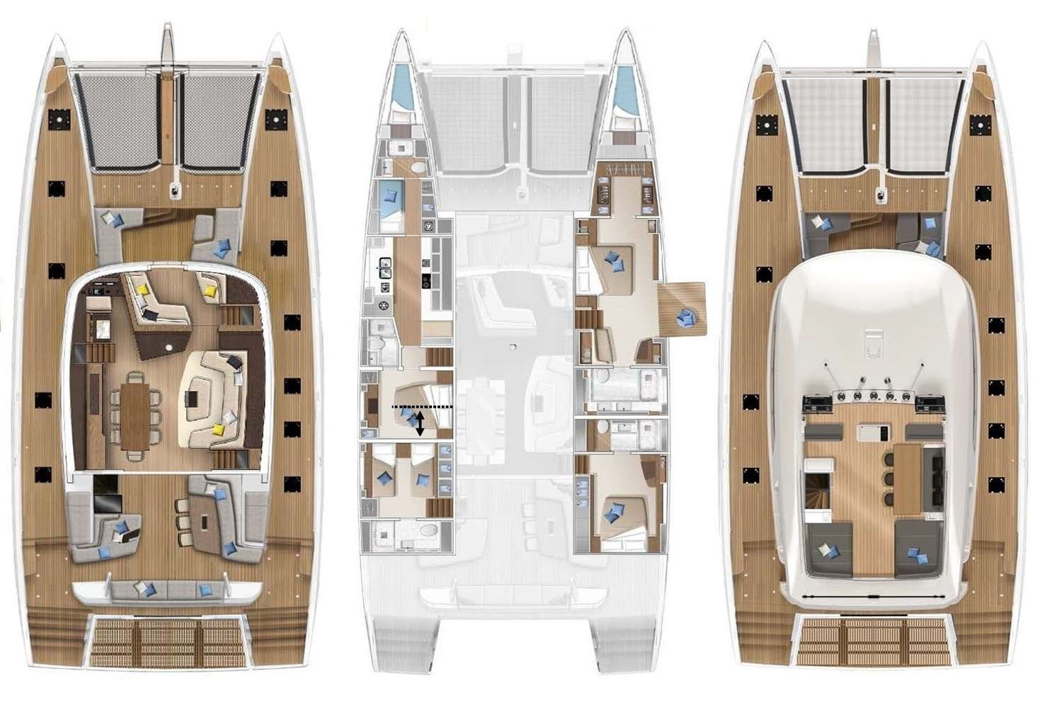 Explore the layout and specifications for REVA NUI, a 78 ft Sailing Catamaran