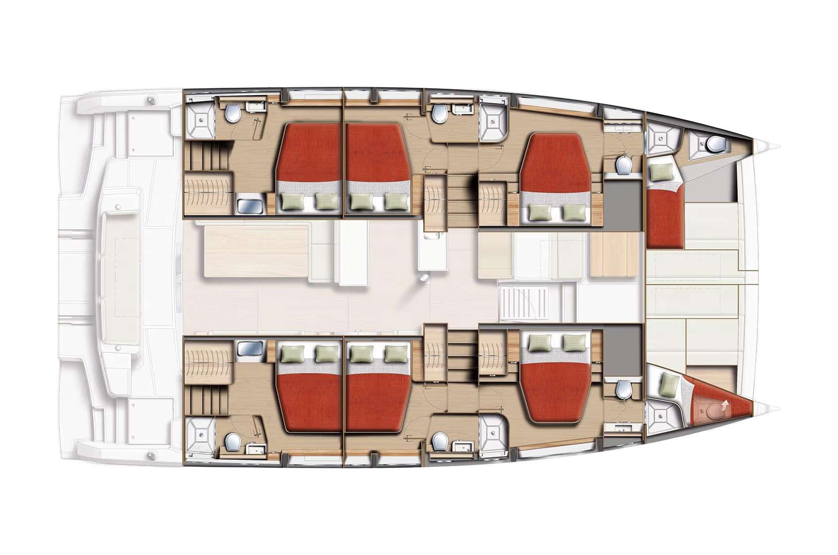 Explore the layout and specifications for HIRAYA, a 52 ft Sailing Catamaran
