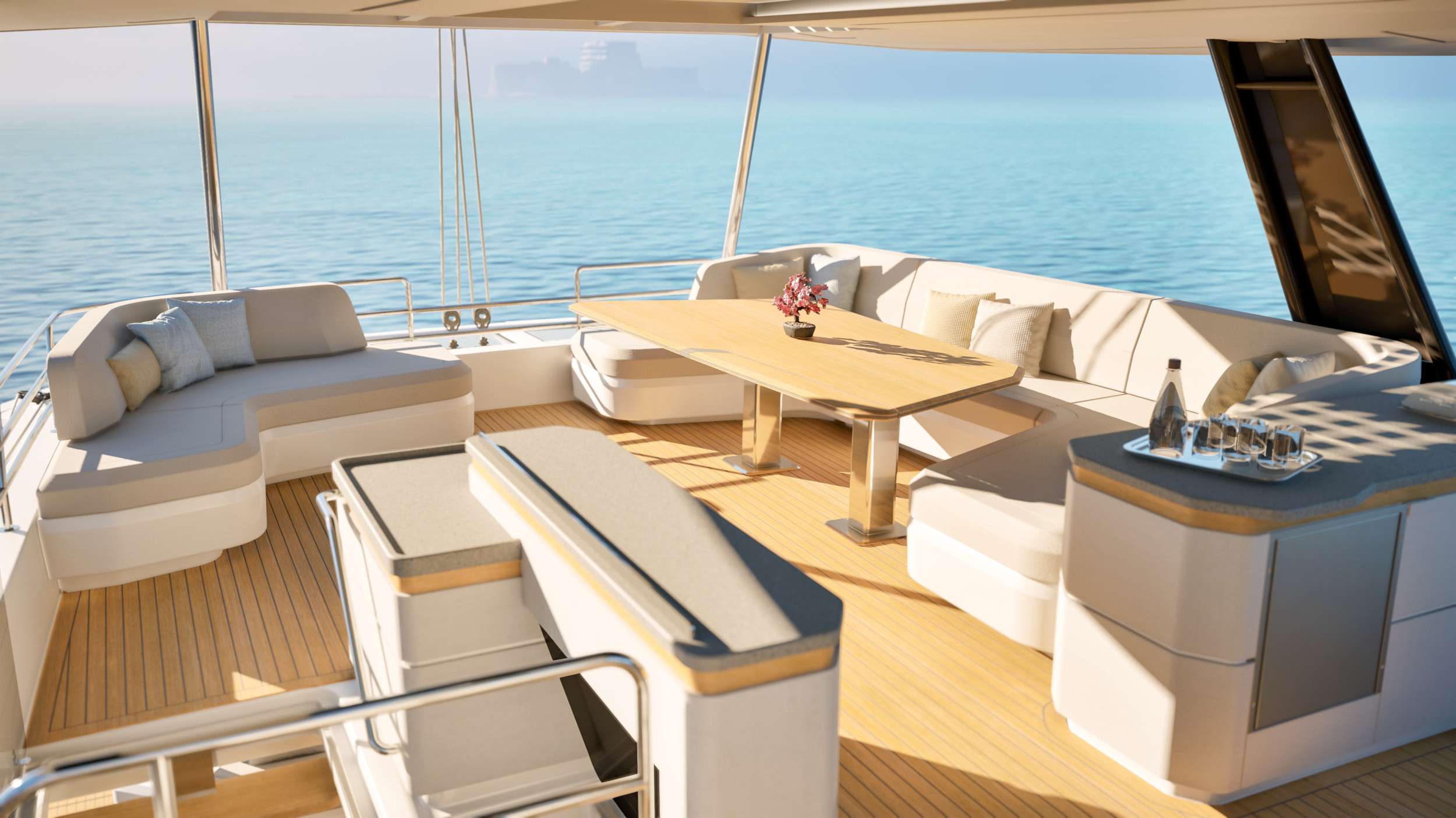 Flybridge lounging and helm