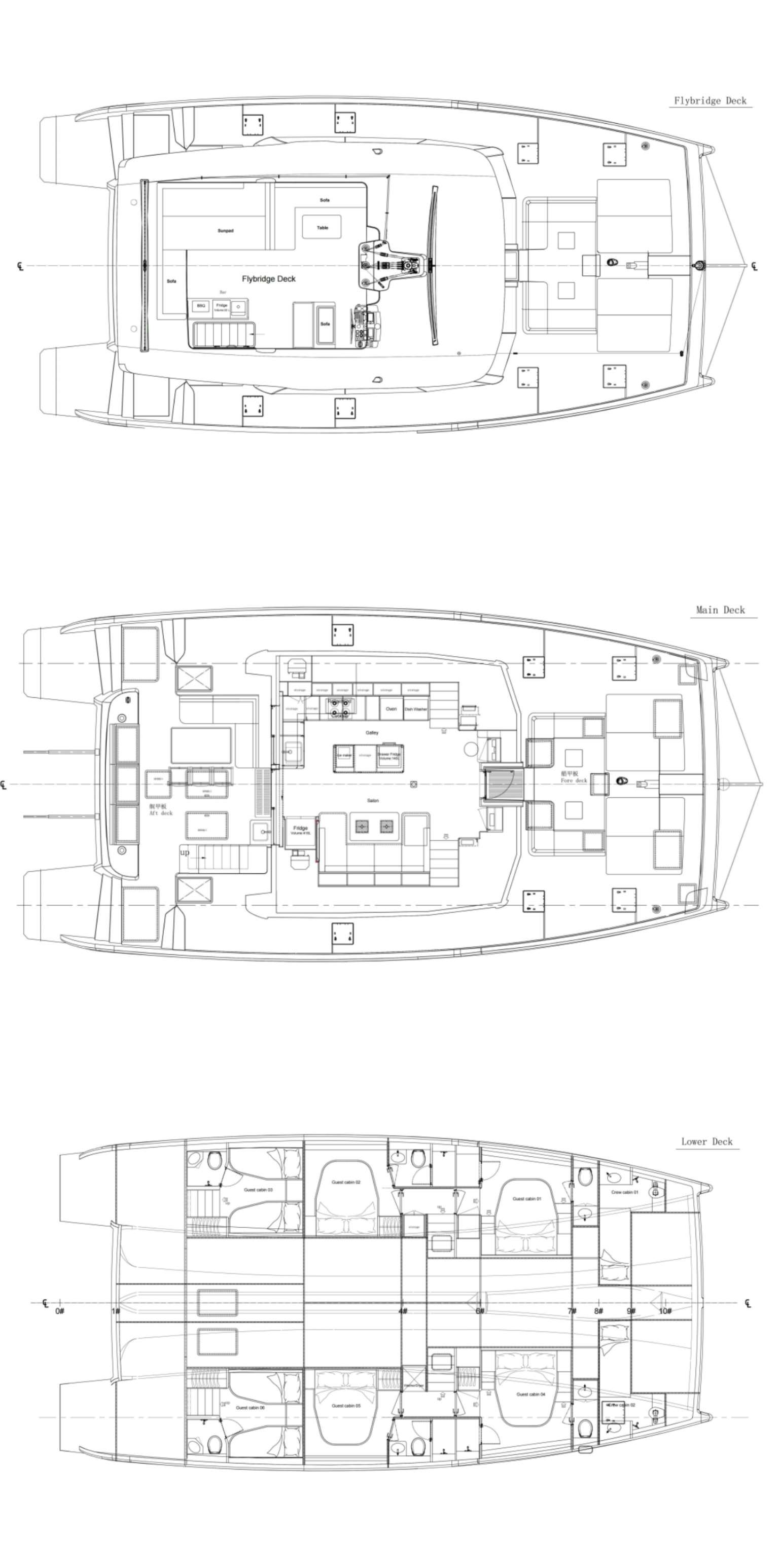 Deck plan and layout for Zora Nua